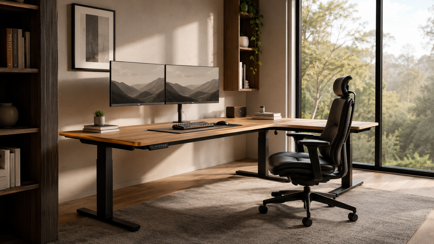 Bureau Assis-Debout Électrique en L — Édition Grand Espace