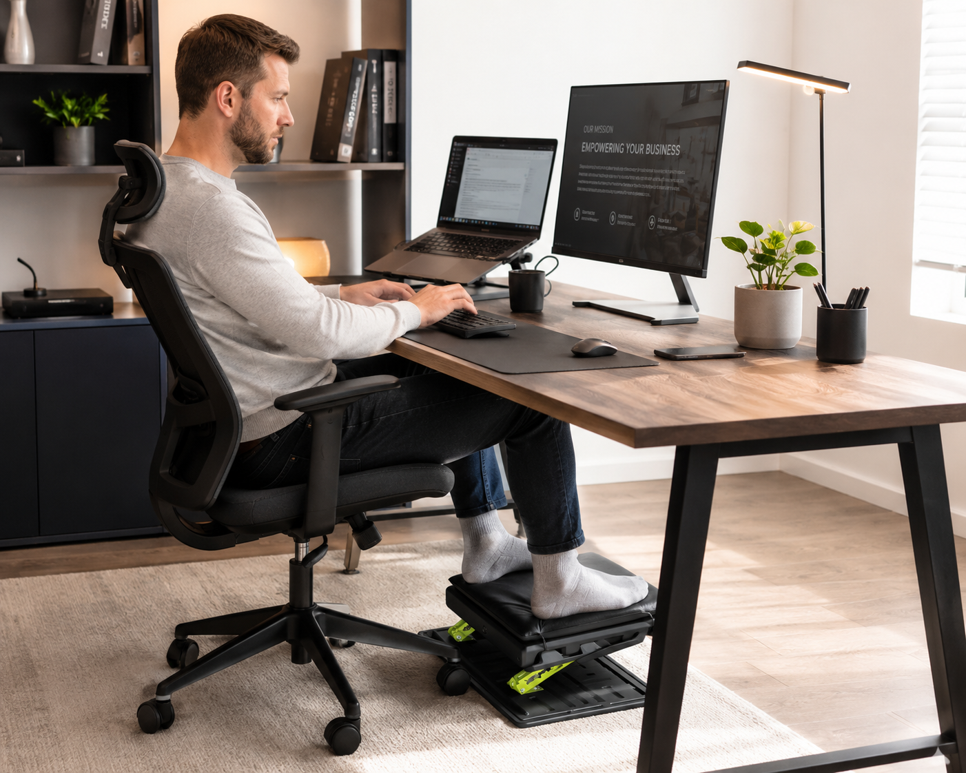 Repose-Pieds Actif en Aluminium Spatial — Édition Workspace