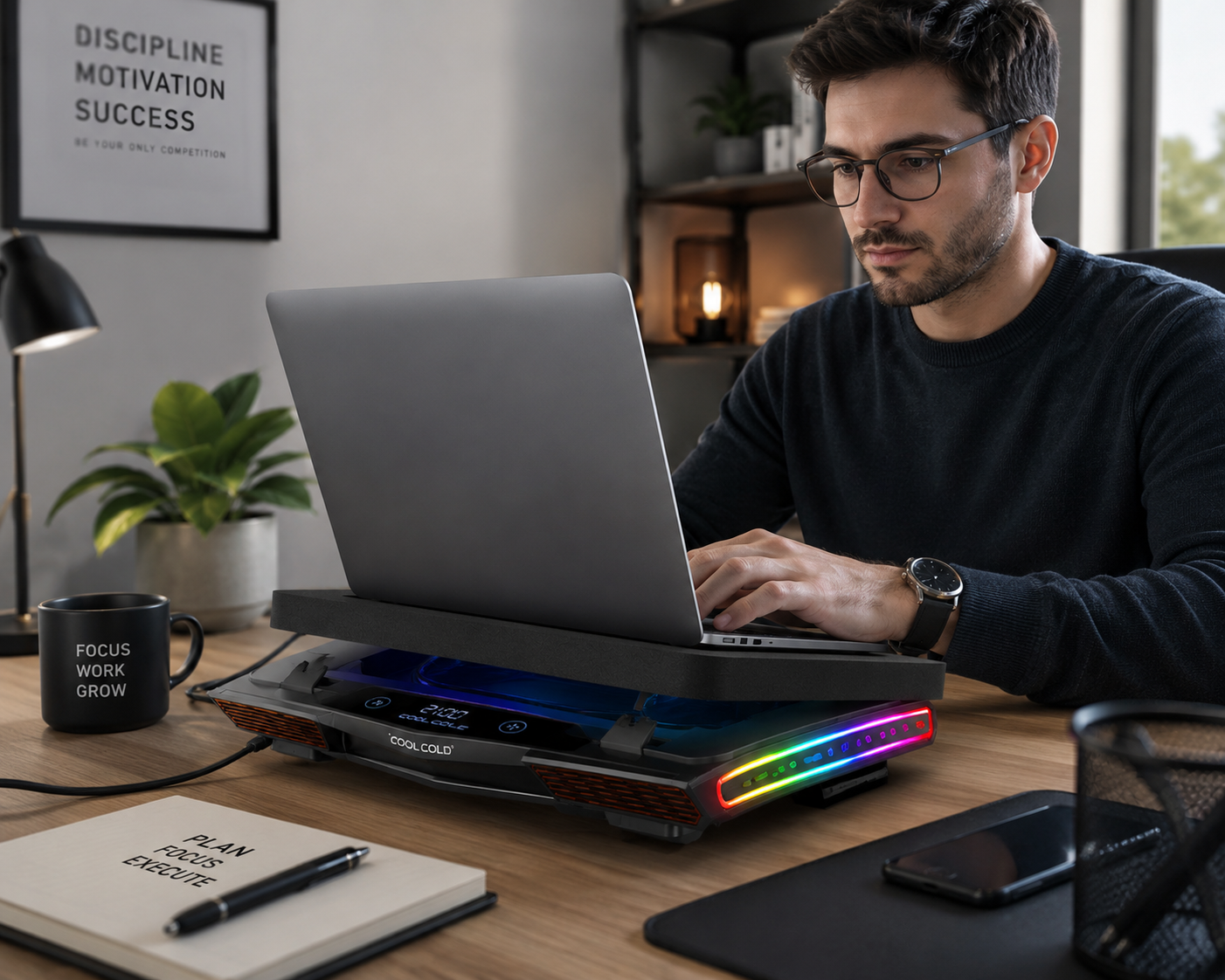 Refroidisseur Ordinateur Portable Turbo RGB — Édition Airflow Pro